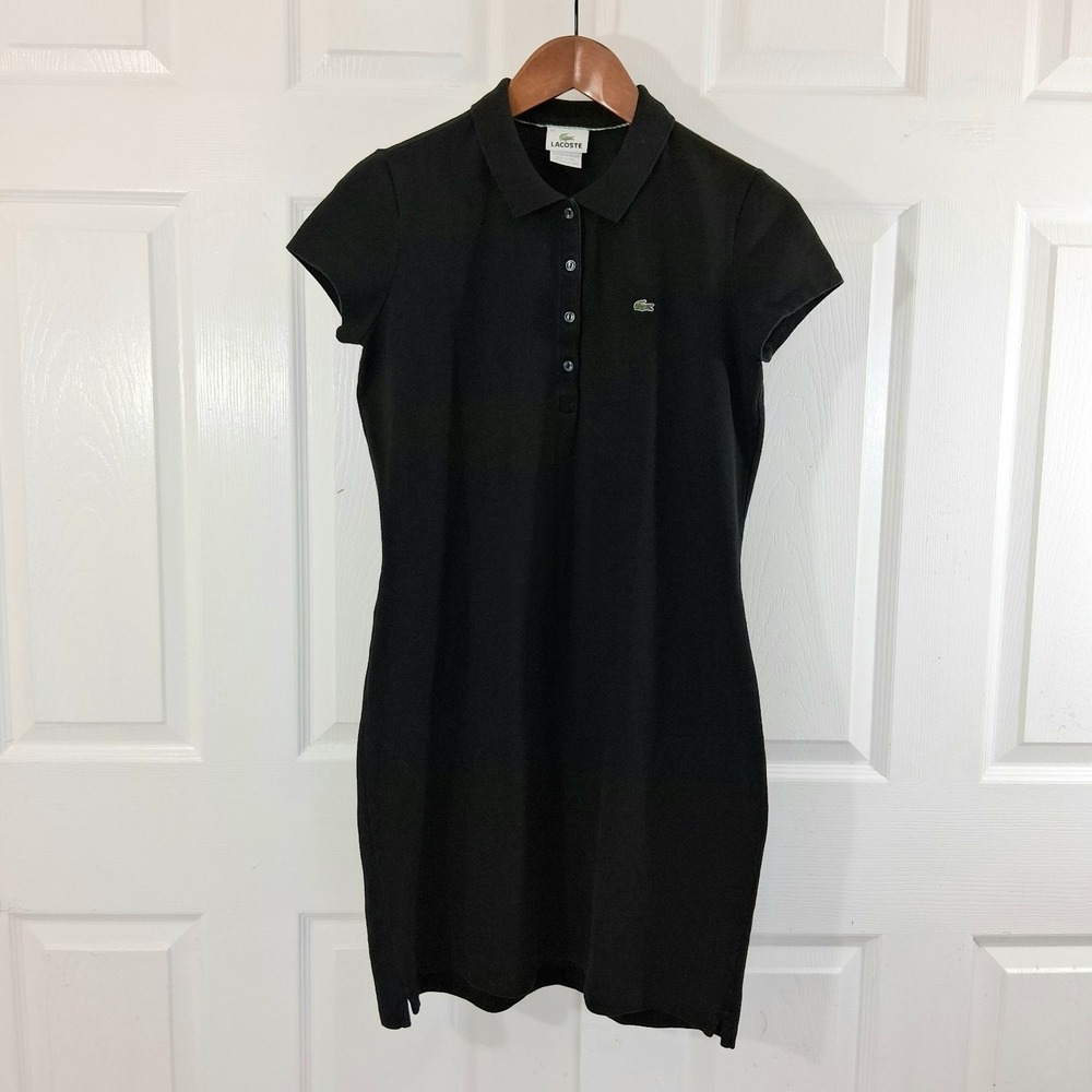 Lacoste Black Polo Dress 42 US L Golf Tennis France EUC